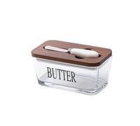 Beurrier 1 ensemble de beurriers en verre épais avec couvercle palissandre et bambou for la cuisine, contenant à beurre, collation, biscuits(Acacia Lid)