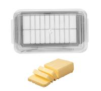 Beurrier 2 en 1 avec couvercle transparent et coupe-beurre, boîte à découper, récipient de rangement rectangulaire hermétique pour le beurre, facile à découper, beurrier en verre avec