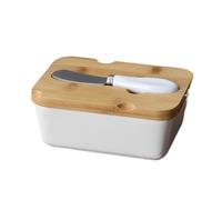 Beurrier Assiette à Beurre en céramique, récipient de collation au Fromage, Vaisselle de Restaurant d'hôtel avec Couvercle en Bois avec Couteau à Beurre Boite à Beurre (Size : Rectangl)