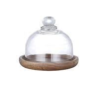 Beurrier Assiette en Bois à Beurre Beurrier avec Couvercle en Verre Gâteau Dessert Boîte à Beurre Articles Ménagers Décoration de Cuisine Fête Festive Rangement Créatif
