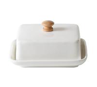 Beurrier Assiettes à beurre rectangulaires, boîte fromage, table manger, beurrier en céramique avec couvercle, collations ménagères, assiette collation, ustensiles de cuisine(White)