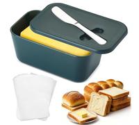 Beurrier avec couvercle, beurrier en céramique avec couvercle et couteau, parfait pour beurre, noix, fromage, sucre, sel, épices (vert noirâtre)
