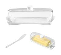 Beurrier avec couvercle, beurrier pour réfrigérateur, plateau à beurre en plastique pour beurre de la côte est/ouest, sans BPA, passe au micro-ondes/lave-vaisselle (matériau : polyéthylène + acier
