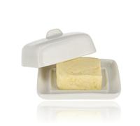 Beurrier avec couvercle - Céramique - Beurrier blanc - Boîte à beurre - Mini cloche à beurre - 8 x 7 x 4 cm - Plateau au beurre en porcelaine - Pour réfrigérateur et table