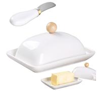 Beurrier avec couvercle et couteau Porte-beurre en céramique Garde le fromage et le beurre frais Récipient à couvert Stockage du pour comptoir de cuisine Récipient à