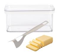 Beurrier avec couvercle et couteau, récipient à beurre en plastique incassable hermétique pour comptoir ou réfrigérateur, pour 500 g de beurre(900ML)