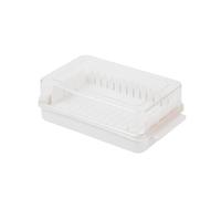 Beurrier avec couvercle et guide de découpe, blanc, couvercle transparent, 16,5 x 9,5 x 5 cm, tranches uniformément à 5 g