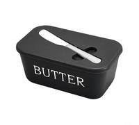 Beurrier avec couvercle et spatule - Boîte de rangement en plastique pour comptoir de réfrigérateur - Noir, gris, blanc, bleu, vert (noir)