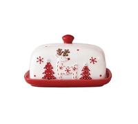 Beurrier Avec Couvercle Plat À Beurre En Céramique For Arbre De Noël Créatif, Plateau À Dessert For Salon, Boîte À Fromage Carrée Avec Couvercle Boîte À Beurre