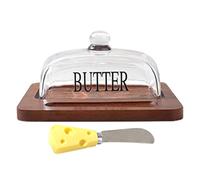 Beurrier avec couvercle pour plan de travail, support à beurre avec dôme de fromage Cloche en verre | Dôme de citron, assiette avec couvercle, assiettes à beurre, dessert à la maison, coc