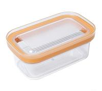 Beurrier avec couvercle trancheur, boîte de rangement hermétique pour 280 g, ustensile de cuisine en polypropylène avec cutter en acier inoxydable, jaune (orange)