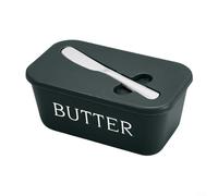 Beurrier avec spatule, récipient à beurre avec couvercle rainuré, passe au lave-vaisselle, noir (vert foncé)