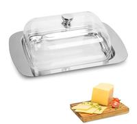 Beurrier,Boîte à Beurre,Beurrier Inox avec Couvercle et Poignée,Fromage En Métal Bol Capacité pour 250g de Beurre,Adaptée à la Conservation des Fromages Gâteaux Desserts Fruits et Plats Froids