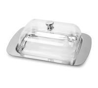 Beurrier Boîte à beurre en acier inoxydable, boîte , de rangement for fromage solide avec couvercle, conservation for assiette pain, et(Transparent-lid)