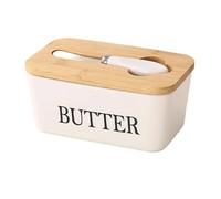 Beurrier Ceramics Butter Keeper Container With Silicone Sealing Dish，for Kitchen Decor Countertop(White)