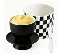 Beurrier Ceramique avec Couteau Beurre - Beurrier à Eau avec Couvercle, Pot à Beurre avec Refroidissement, Pot Beurre Français Porcelaine pour Conserver le Beurre Frais (Carré, 6 oz)