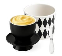 Beurrier Ceramique avec Couteau Beurre - Beurrier à Eau avec Couvercle, Pot à Beurre avec Refroidissement, Pot Beurre Français Porcelaine pour Conserver le Beurre Frais (Diamant, 6 oz)