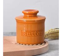 Beurrier Ceramique, Beurrier à Eau avec Nervures élégantes, Beurre Pot en Porcelaine, Beurrier français pour Beurre mou