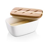 DOWAN Grand beurrier de 16,5 cm - Beurrier en céramique avec couvercle, blanc