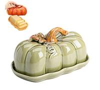 Beurrier citrouille avec couvercle, beurrier d'Halloween en céramique en forme de citrouille, plateau de comptoir de cuisine pour beurre, fromage, collations, Thanksgiving et décoration d'automne