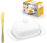 Beurrier & couteau à beurre en acier inoxydable Wilmax Porcelaine, WL-996109/A-999247/1B