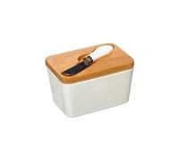 Beurrier & couteau "grès" 13cm blanc Blanc G