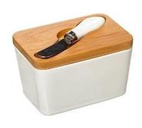 Beurrier & couteau "grès" 13cm blanc Blanc G