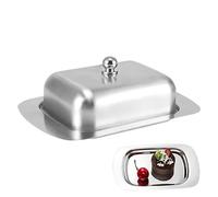 Beurrier couvert en acier inoxydable, 19 x 12,3 x 7 cm, adorable boîte de rangement à fromage avec couvercle, rangement rectangulaire compact, organiseur couvert de cuisine pour la maison