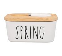 Beurrier Cuisine en Céramique Blanche avec Couvercle et Couteau | Rangement Multi-usage, Organisation du Plan de Travail, pour Snacks et Desserts, Style Moderne Élégant