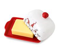 Beurrier de Noël avec couvercle, 7, 5 x 4, 8 pouces, beurriers en céramique à motif Gnome, récipient à beurre pour comptoir, rangement de cuisine