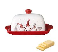 Beurrier de Noël en céramique avec couvercle, décoration de Noël, beurrier en porcelaine, cloche à beurre en céramique, récipient à beurre avec motif Père Noël, sapin de Noël, élan, pour beurre, pain