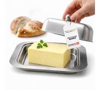 Beurrier en acier inoxydable avec couvercle mat, passe au lave-vaisselle, cloche à beurre pour cuisine, petit déjeuner, réfrigérateur, stockage de beurre et de margarine