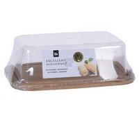 EH Excellent Houseware Beurrier en Bambou avec Couvercle 19 x 12 cm Beurrier