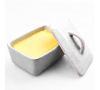 Beurrier en céramique avec couvercle, 350 ml, en porcelaine, cloche à beurre, pour cuisine, table de petit-déjeuner, rangement et conservation de la fraîcheur (gris)