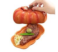 Beurrier en Céramique Avec Couvercle - Assiette Halloween,Plateau de Snacks avec Couvercle pour Cuisine Salle à Manger Élément Central d'Automne Dîner de Fête d'Action de Grâce Fromage Fruits Desserts