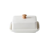 Beurrier en céramique avec couvercle, boîte de rangement rectangulaire réutilisable for fromage, élégante for cuisine et restaurant Pour Cuisine(White)