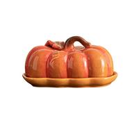 Beurrier en céramique avec couvercle | Plateau à collation - Beurrier d'Halloween avec couvercle pour cuisine, salle à manger, décoration de table d'automne, dîner de Thanksgiving, dessert