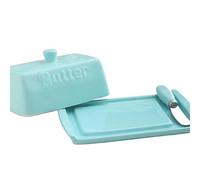 Beurrier en céramique avec couvercle, plateaux à fromage, coffret à beurre avec couteau, assiette de rangement for pain et fromage, accessoires de cuisine(Blue)