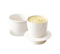Beurrier en céramique avec couvercle pour comptoir - Beurrier français avec ligne de flottaison - Récipient de stockage de beurre pour beurre frais à tartiner, blanc