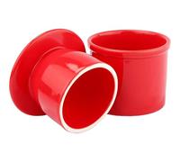 Beurrier en céramique avec ligne d'eau, beurrier pour beurre mou, beurrier français avec couvercle, cadeau de pendaison de crémaillère (rouge, rond, 170,1 g)