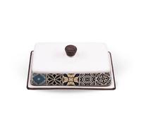 Beurrier en céramique Maestro Holiday in Porto design portugais 1 pièce motif bleu et blanc beurrier décoratif de table élégant pour cuisine style méditerranéen MR-20005-45