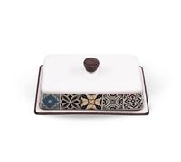 Beurrier en céramique Maestro Holiday in Porto design portugais 1 pièce motif bleu et blanc beurrier décoratif de table élégant pour cuisine style méditerranéen MR-20005-45