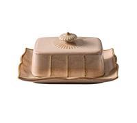Beurrier en céramique rétro français avec couvercle, élégant beurrier for comptoir, boîte à beurre for le stockage du fromage et de la pâtisserie(Khaki)