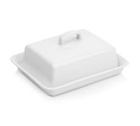 Beurrier en céramique - Vilde - Blanc - 16x13x7 cm - Forme classique - Couvercle préservant la fraîcheur
