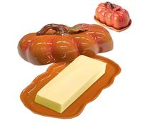 Beurrier en forme de citrouille avec couvercle, plateau de comptoir d'automne, assiette à goûter en forme de citrouille et planche à fromage, beurrier en céramique pour présentation de desserts de