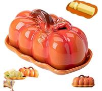 Beurrier en forme de citrouille avec couvercle, plateau de comptoir de cuisine d'automne, assiette à goûter en forme de citrouille et planche à fromage, Halloween, Thanksgiving, automne, décoration de