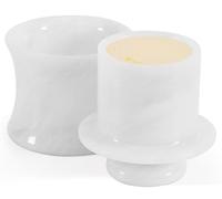 Beurrier en marbre avec couvercle pour comptoir, beurrier français noir de 4 pouces avec eau pour support de rangement de cuisine, beurrier en pierre pour beurre mou à tartiner (White, One Size)