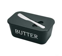 Beurrier en plastique avec couvercle, 16,7 x 9,7 x 7,4 cm, récipient à beurre avec support de spatule pratique pour le rangement de la cuisine au beurre et au fromage (vert foncé)