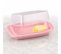 Beurrier en plastique avec couvercle pour beurrier de 250 g | Beurrier sans BPA pour réfrigérateur avec bandes visuelles, couvercle transparent antidérapant, 2 pièces