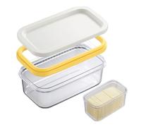 Beurrier en Plastique, Boîte à Beurre avec Couvercle et Filet de Coupe Récipient pour Beurre Récipient à Beurre Transparent 2 en 1 Boîte Hermétique pour Tous les Types de Beurre - 17x10x7cm